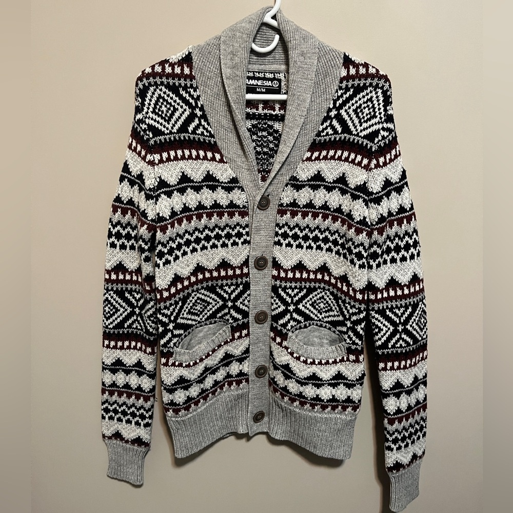 Amnesia Knit Button-Up Cardigan Sweater, size M